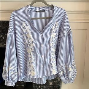Blue and white striped shirt